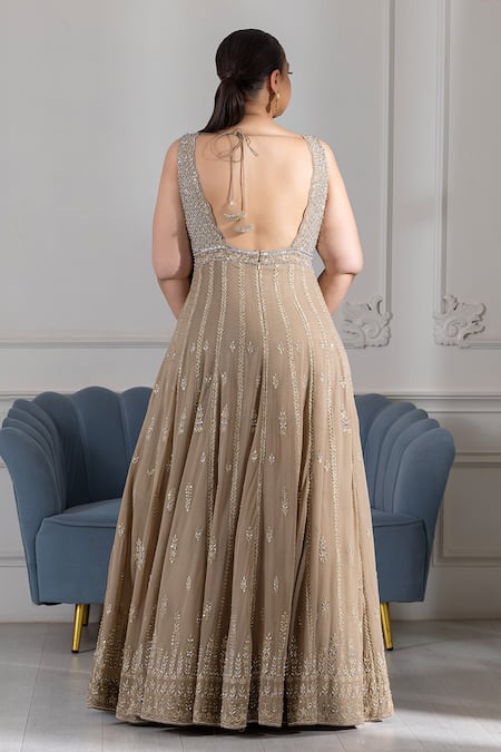 Raj Arora Crystal & Zari Embroidered Anarkali With Dupatta 