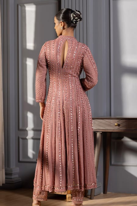 Raj Arora Crystal & Sequin Embroidered Anarkali Pant Set 