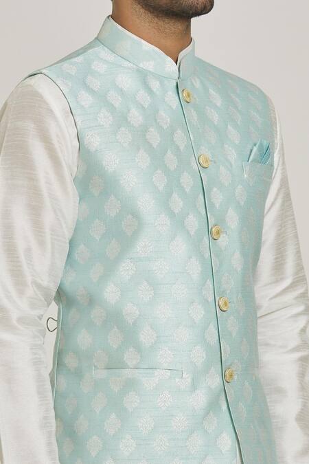Buy Arihant Rai Sinha Blue Silk Embroidery Floral Motif Sky Bundi Online at Aza Fashions Buy_Arihant Rai Sinha_Blue Silk Embroidery Floral Motif Sky Bundi_Online_at_Aza_Fashions
