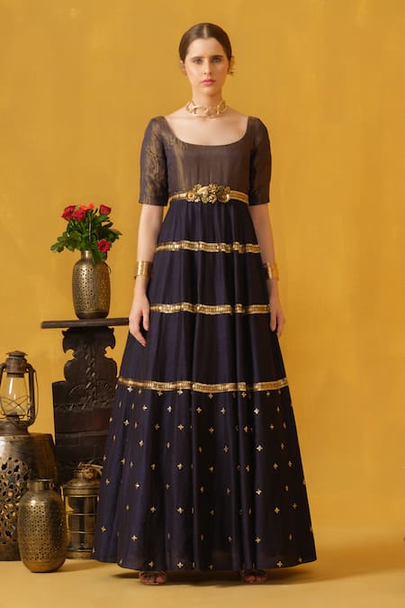 ABSTRACT BY MEGHA JAIN MADAAN Metallic Floral Embellished Anarkali 