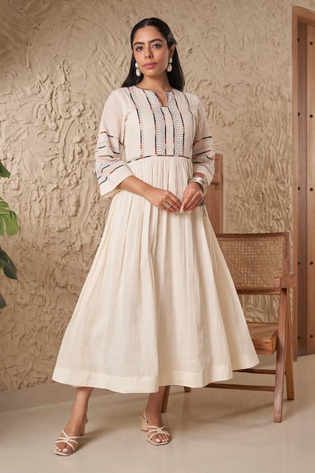 Samatvam by Anjali Bhaskar Ovi Thread Embroidered Gather Dress 