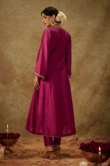 Shop The Aarya Purple Handloom Cotton, Organza Embroidery, Hand Woven Kalidaar Kurta Pant Set at Aza Fashions Shop_The Aarya_Purple Handloom Cotton, Organza Embroidery, Hand Woven Kalidaar Kurta Pant Set _at_Aza_Fashions