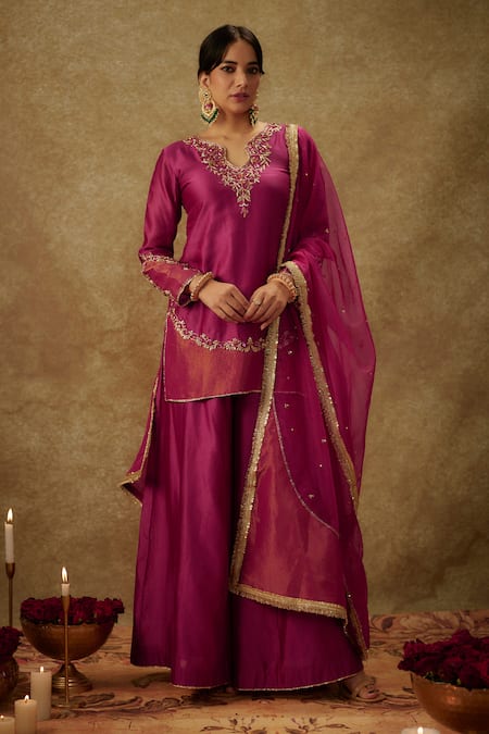 The Aarya Floral Zardozi Embroidered Sharara Set 