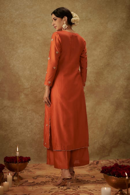 The Aarya Floral Zardozi Embroidered Kurta Palazzo Set 