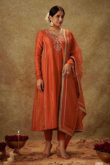 The Aarya Floral Zardozi Embroidered Kalidaar Kurta Palazzo Set 