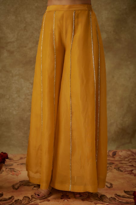 Buy The Aarya Yellow Organza, Handloom Cotton, Chanderi Embroidery, Zardozi Kurta Pant Set Online at Aza Fashions Buy_The Aarya_Yellow Organza, Handloom Cotton, Chanderi Embroidery, Zardozi Kurta Pant Set _Online_at_Aza_Fashions