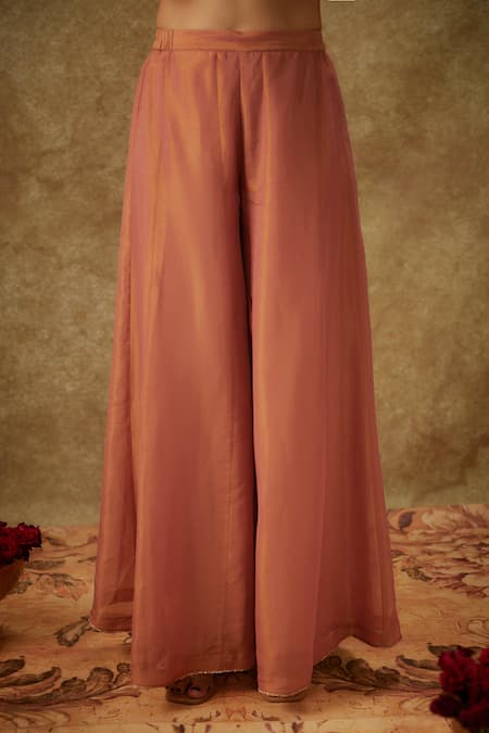 The Aarya_Pink Organza, Handloom Cotton, Chanderi Embroidery, Zari Zardozi Anarkali Set _Online_at_Aza_Fashions