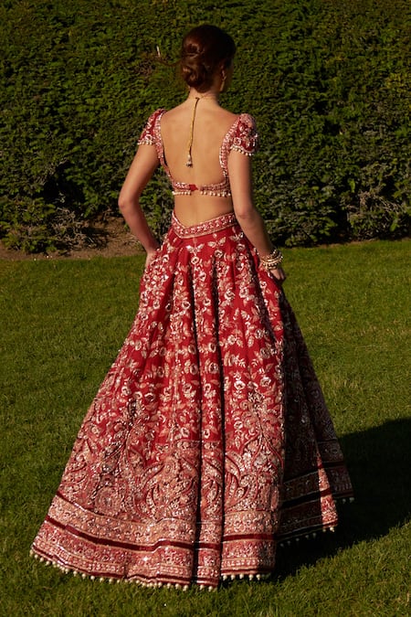 Jigar & Nikita Zardozi Embroidered Floral Vine Bridal Lehenga Set 