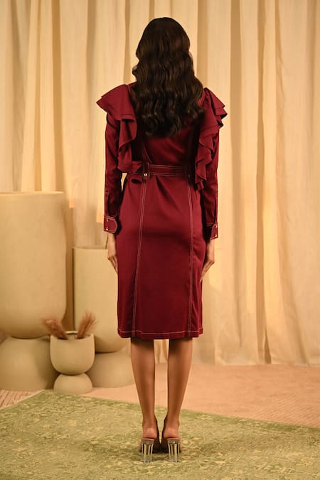 Veera Wear Front Ruffled Midi Dress 