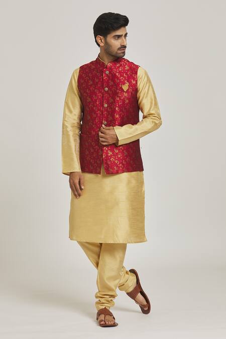 Buy Arihant Rai Sinha Maroon Silk Embroidery Bloom Pattern Bundi Online at Aza Fashions Buy_Arihant Rai Sinha_Maroon Silk Embroidery Bloom Pattern Bundi _Online_at_Aza_Fashions