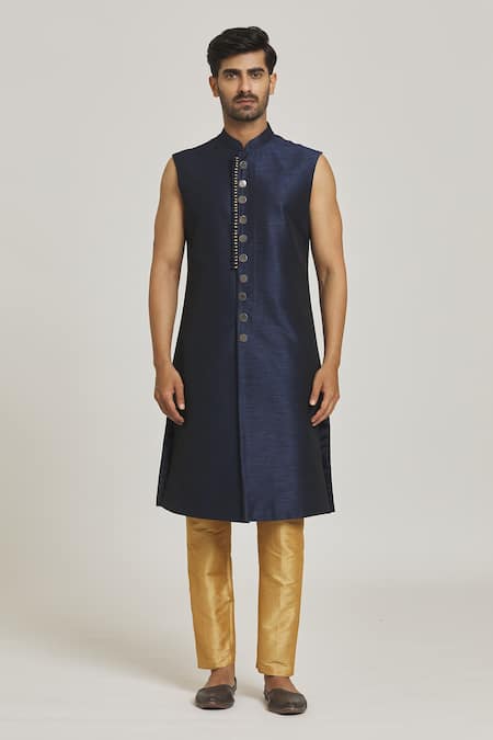 Buy_Arihant Rai Sinha_Maroon Silk Embroidery Geometric Print Sherwani Set _Online_at_Aza_Fashions