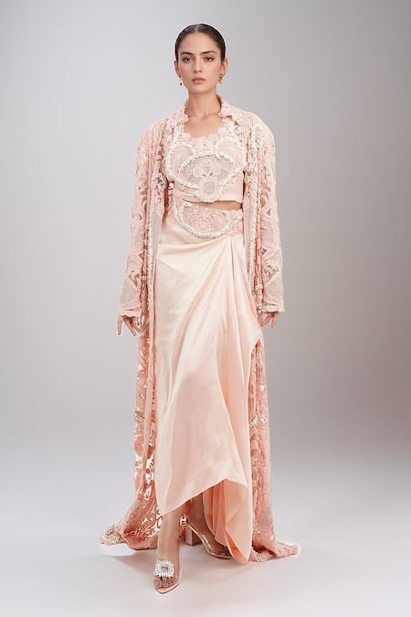 Anamika Khanna Embroidered Jacket & Draped Skirt Set 