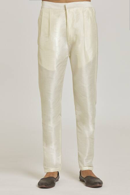 Arihant Rai Sinha_Beige Brocade, Silk Embroidery Metallic Floral Pattern Overlap Sherwani Set _Online_at_Aza_Fashions