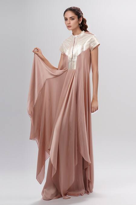 Amit Aggarwal_Pink Sequins Bandeau Neck Metallic Embellished Dress _Online_at_Aza_Fashions