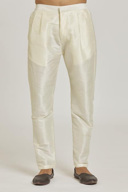 Arihant Rai Sinha_Yellow Brocade, Silk Embroidery Floral Pattern Overlap Sherwani Set _at_Aza_Fashions