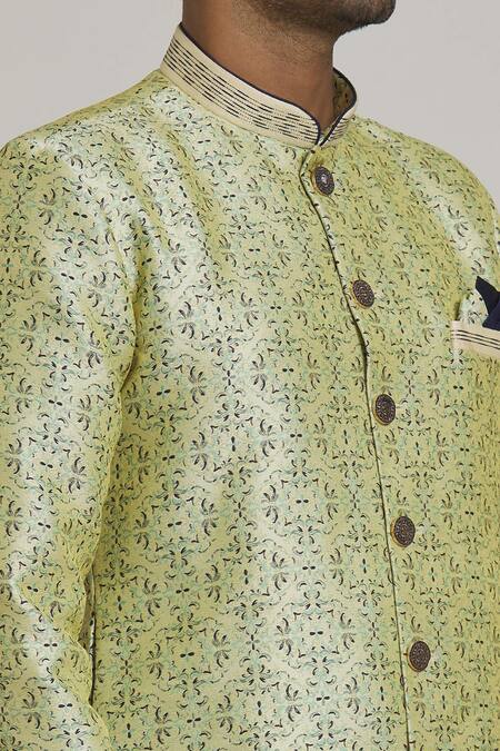 Shop Arihant Rai Sinha Cream Silk, Chiffon Embroidery Floral Abstract Print Sherwani With Churidar Online at Aza Fashions Shop_Arihant Rai Sinha_Cream Silk, Chiffon Embroidery Floral Abstract Print Sherwani With Churidar_Online_at_Aza_Fashions