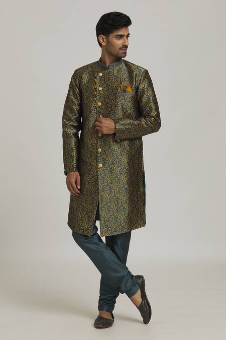 Buy Arihant Rai Sinha Grey Brocade, Silk Embroidery Woven Swirl Pattern With Churidar Online at Aza Fashions Buy_Arihant Rai Sinha_Grey Brocade, Silk Embroidery Woven Swirl Pattern With Churidar_Online_at_Aza_Fashions