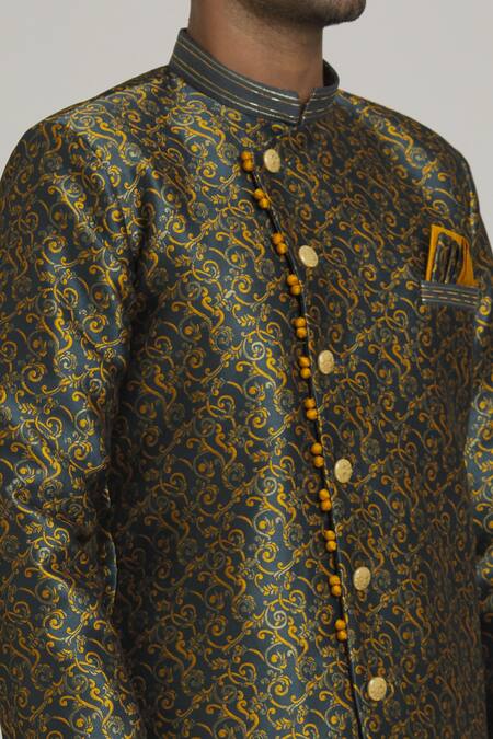 Shop Arihant Rai Sinha Grey Brocade, Silk Embroidery Woven Swirl Pattern With Churidar Online at Aza Fashions Shop_Arihant Rai Sinha_Grey Brocade, Silk Embroidery Woven Swirl Pattern With Churidar_Online_at_Aza_Fashions