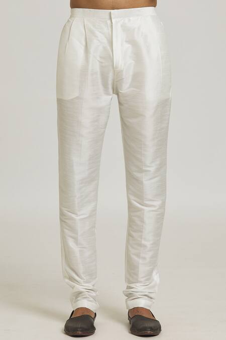 Arihant Rai Sinha_Sky Blue Silk Embroidery Woven Curved Hem Sherwani With Pant_at_Aza_Fashions