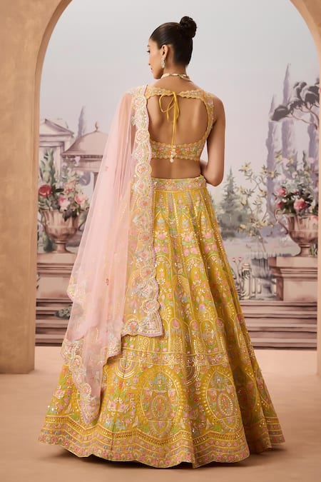 Aneesh Agarwaal Baroque Flora Embroidered Bridal Lehenga Set 