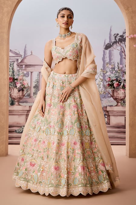 Aneesh Agarwaal Bahar Garden Embroidered Bridal Lehenga Set 