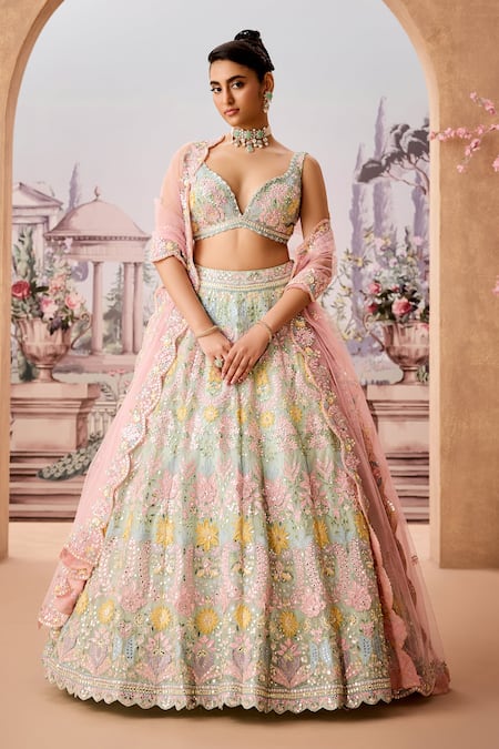 Aneesh Agarwaal Gulbahar Embroidered Bridal Lehenga Set 