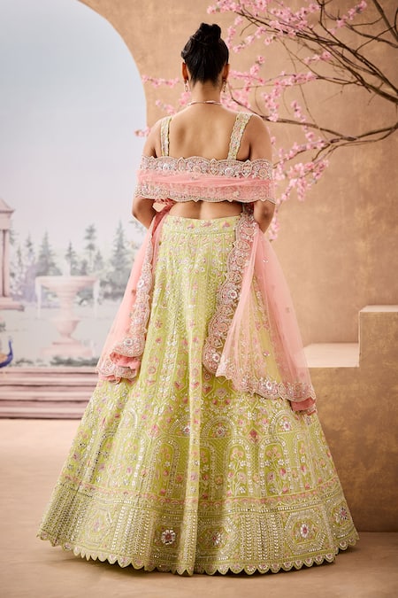 Aneesh Agarwaal Persian Bloom Embroidered Bridal Lehenga Set 