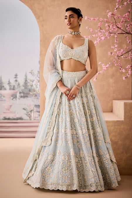 Aneesh Agarwaal Shamiyana Bloom Embroidered Bridal Lehenga Set 