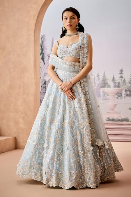 Aneesh Agarwaal Iris Blossom Embroidered Bridal Lehenga Set 