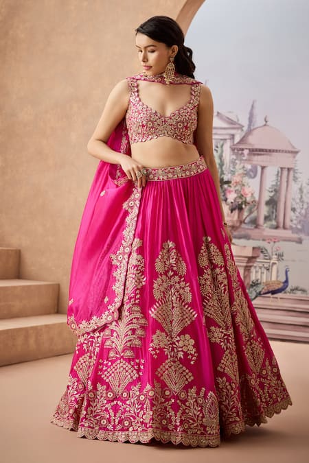 Aneesh Agarwaal Gulshan Flora Embroidered Lehenga Set 