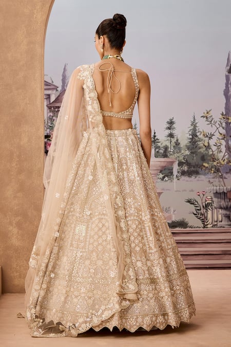 Aneesh Agarwaal Thread Embroidered Gota Bridal Lehenga Set 