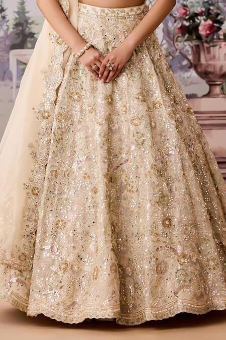 Buy Aneesh Agarwaal Ivory Silk Organza Sequins, Beads, Embellished Floral Bouquet Bridal Lehenga Set Online at Aza Fashions Buy_Aneesh Agarwaal_Ivory Silk Organza Sequins, Beads, Embellished Floral Bouquet Bridal Lehenga Set _Online_at_Aza_Fashions
