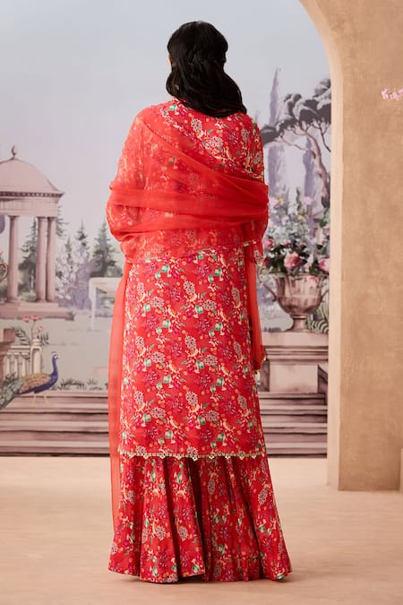 Aneesh Agarwaal Floral Chintz Print Kurta Sharara Set