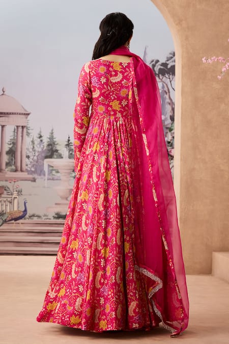 Aneesh Agarwaal Floral Chintz Printed Anarkali With Dupatta