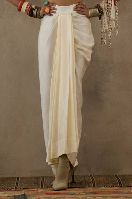 Shop Aseem Kapoor Off White Silk, Net Embroidery Round Neck Kalpa Blouse And Draped Skirt Set Online at Aza Fashions Shop_Aseem Kapoor_Off White Silk, Net Embroidery Round Neck Kalpa Blouse And Draped Skirt Set _Online_at_Aza_Fashions