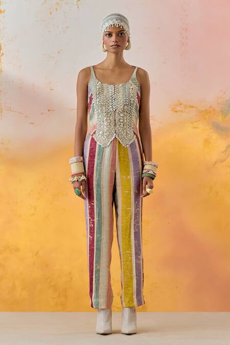 Aseem Kapoor Multi Color Net, Satin Beads, Embroidery Scoop Neck Bhumi Resham Corset Online at Aza Fashions Aseem Kapoor_Multi Color Net, Satin Beads, Embroidery Scoop Neck Bhumi Resham Corset _Online_at_Aza_Fashions