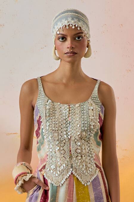 Buy Aseem Kapoor Multi Color Net, Satin Beads, Embroidery Scoop Neck Bhumi Resham Corset Online at Aza Fashions Buy_Aseem Kapoor_Multi Color Net, Satin Beads, Embroidery Scoop Neck Bhumi Resham Corset _Online_at_Aza_Fashions