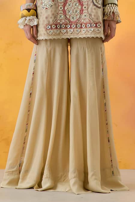 Aseem Kapoor Multi Color Muslin, Net, Crepe Beads, Mehru Moti Embroidered Dress And Sharara Set Online at Aza Fashions Aseem Kapoor_Multi Color Muslin, Net, Crepe Beads, Mehru Moti Embroidered Dress And Sharara Set _Online_at_Aza_Fashions