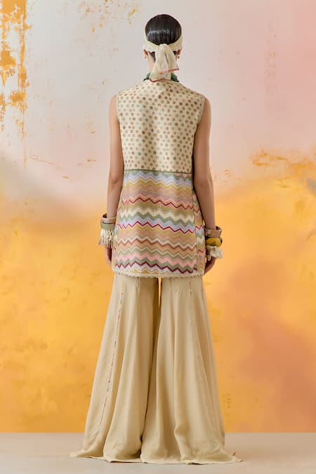 Shop Aseem Kapoor Multi Color Muslin, Net, Crepe Beads, Mehru Moti Embroidered Dress And Sharara Set at Aza Fashions Shop_Aseem Kapoor_Multi Color Muslin, Net, Crepe Beads, Mehru Moti Embroidered Dress And Sharara Set _at_Aza_Fashions