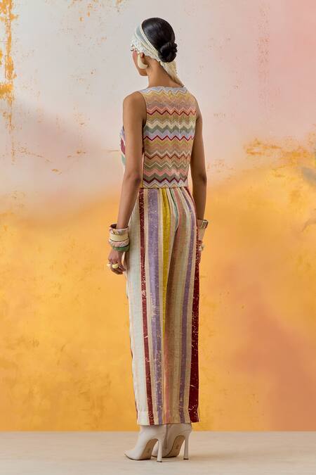 Buy Aseem Kapoor Multi Color Cotton, Satin, Silk Tassels, Noori Embroidered Blazer Trouser Set Online at Aza Fashions Buy_Aseem Kapoor_Multi Color Cotton, Satin, Silk Tassels, Noori Embroidered Blazer Trouser Set _Online_at_Aza_Fashions