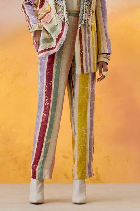 Buy Aseem Kapoor Multi Color Silk, Satin Embroidery, Noori Mother Of Pearl Blazer Trouser Set Online at Aza Fashions Buy_Aseem Kapoor_Multi Color Silk, Satin Embroidery, Noori Mother Of Pearl Blazer Trouser Set _Online_at_Aza_Fashions