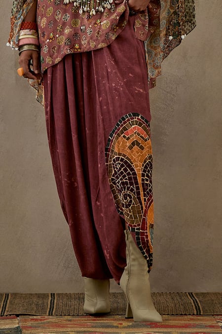 Aseem Kapoor Multi Color Silk, Crepe Tassels, Embroidery Mariyam Kurta And Draped Trouser Set Online at Aza Fashions Aseem Kapoor_Multi Color Silk, Crepe Tassels, Embroidery Mariyam Kurta And Draped Trouser Set _Online_at_Aza_Fashions