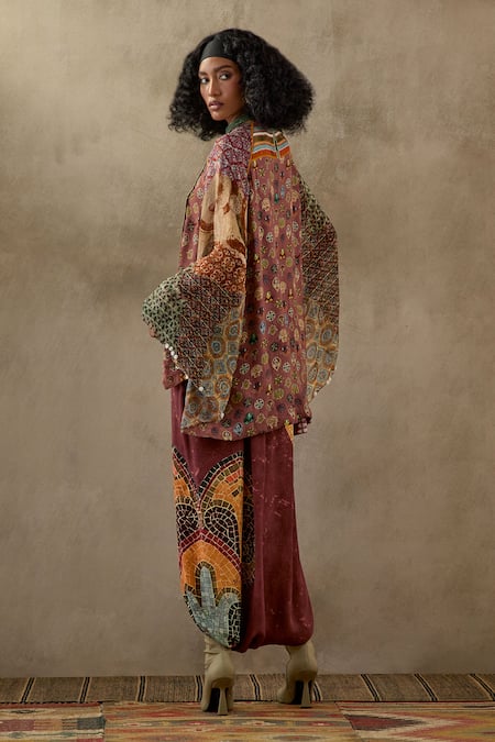 Buy Aseem Kapoor Multi Color Silk, Crepe Tassels, Embroidery Mariyam Kurta And Draped Trouser Set Buy_Aseem Kapoor_Multi Color Silk, Crepe Tassels, Embroidery Mariyam Kurta And Draped Trouser Set