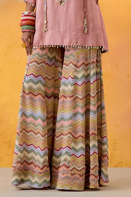 Buy Aseem Kapoor Pink Crepe, Silk Tassels, Beads, Embroidery Round Mitra Kurta And Sharara Set Online at Aza Fashions Buy_Aseem Kapoor_Pink Crepe, Silk Tassels, Beads, Embroidery Round Mitra Kurta And Sharara Set _Online_at_Aza_Fashions