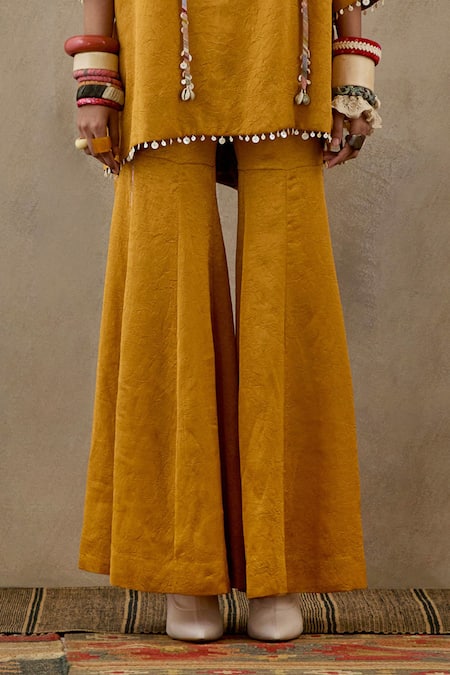Buy Aseem Kapoor Yellow Crepe, Silk Tassels, Beads Round Mitra Embroidered Kurta And Trouser Set Online at Aza Fashions Buy_Aseem Kapoor_Yellow Crepe, Silk Tassels, Beads Round Mitra Embroidered Kurta And Trouser Set _Online_at_Aza_Fashions