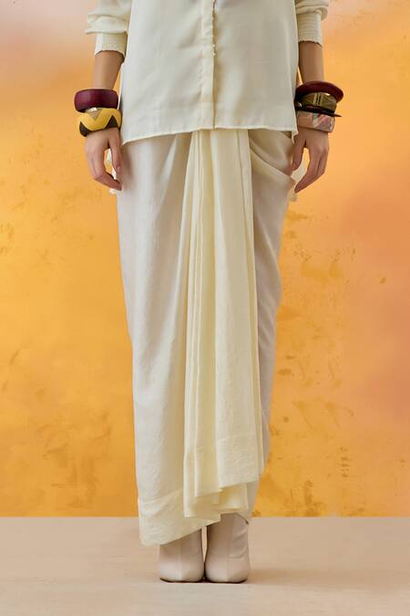 Aseem Kapoor Off White Crepe, Silk Beads Collared Work Shirt And Skirt Set Online at Aza Fashions Aseem Kapoor_Off White Crepe, Silk Beads Collared Work Shirt And Skirt Set _Online_at_Aza_Fashions