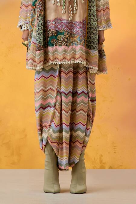 Buy Aseem Kapoor Multi Color Crepe Beads Round Neck Afghan Embroidered Tunic And Trouser Set Online at Aza Fashions Buy_Aseem Kapoor_Multi Color Crepe Beads Round Neck Afghan Embroidered Tunic And Trouser Set _Online_at_Aza_Fashions