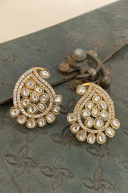 Saga Jewels Kundan Paisley Studs 