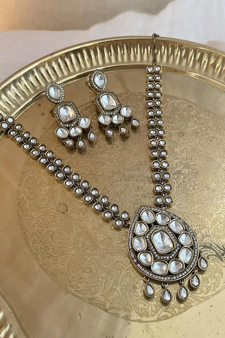 Saga Jewels Antique Polki Necklace Set 