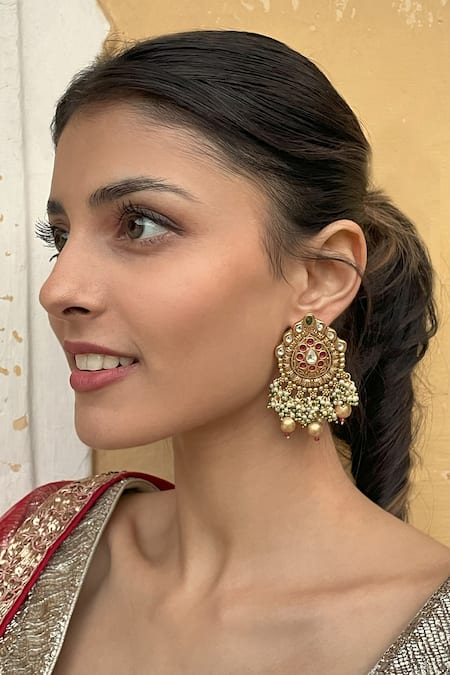 Saga Jewels Rajwadi Carved Earrings 